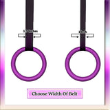 Gymenist Pair of Gymnastics Gym Rings With EXTRA WIDE Straps Set of 2 Workout Exercise Hoops with Bands and Adjustable Buckles