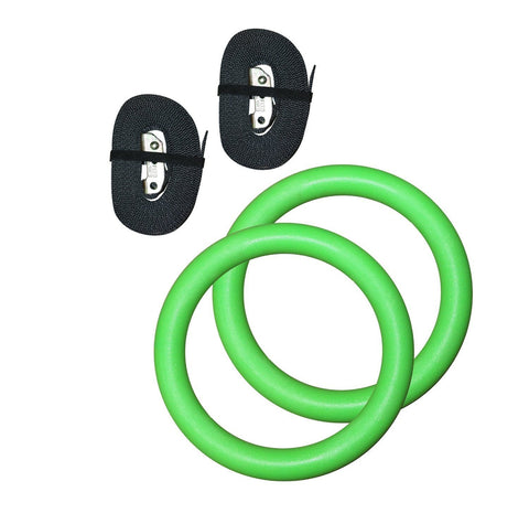 Gymenist Pair of Gymnastics Gym Rings Set of 2 Workout Exercise Hoops with Bands