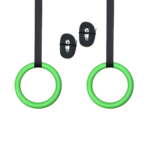 Gymenist Pair of Gymnastics Gym Rings With EXTRA WIDE Straps Set of 2 Workout Exercise Hoops with Bands and Adjustable Buckles