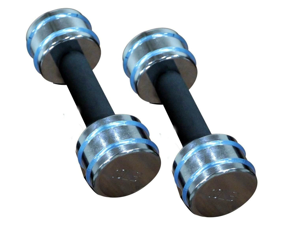 Gymenist Set of 2 Chrome Dumbbell with PVC Rubber Ring and Soft Padded Cushion Handles, Pair of 2 Heavy Dumbbells
