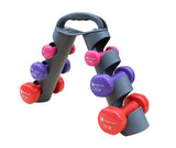 GYMENIST Dumbbell Set of 6 Total Dumbbells With Foldable Rack That Can Stand For Display or Folded For Travel And Storage These Weights (Set Includes 3 Pairs)
