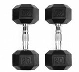 Gymenist Set of 2 Hex Rubber Dumbbell with Metal Handles, Pair of 2 Heavy Dumbbell Choose Weight