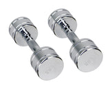 Gymenist Set of 2 Round Chrome Dumbbells with Chromed Metal Handles, Pair of 2 Heavy Dumbbells Choose Your Weight Size
