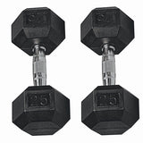 Gymenist Set of 2 Hex Rubber Dumbbell with Metal Handles, Pair of 2 Heavy Dumbbell Choose Weight