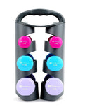 GYMENIST Dumbbell Set of 6 Total Dumbbells With Foldable Rack That Can Stand For Display or Folded For Travel And Storage These Weights (Set Includes 3 Pairs)