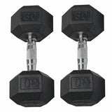 Gymenist Set of 2 Hex Rubber Dumbbell with Metal Handles, Pair of 2 Heavy Dumbbell Choose Weight