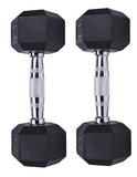 Gymenist Set of 2 Hex Rubber Dumbbell with Metal Handles, Pair of 2 Heavy Dumbbell Choose Weight